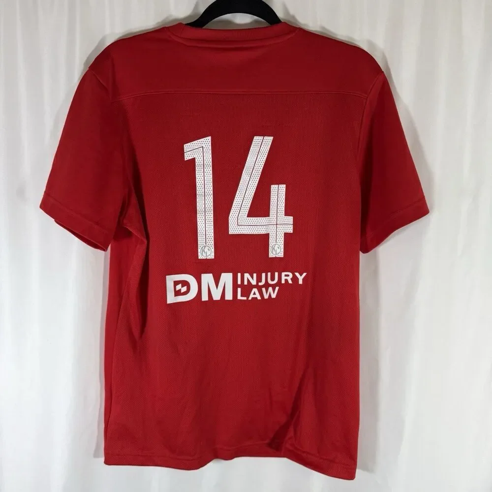Union Kansas City Nike Shirt Unisex Large Red Graphic Print 14 Short Sleeve Socc